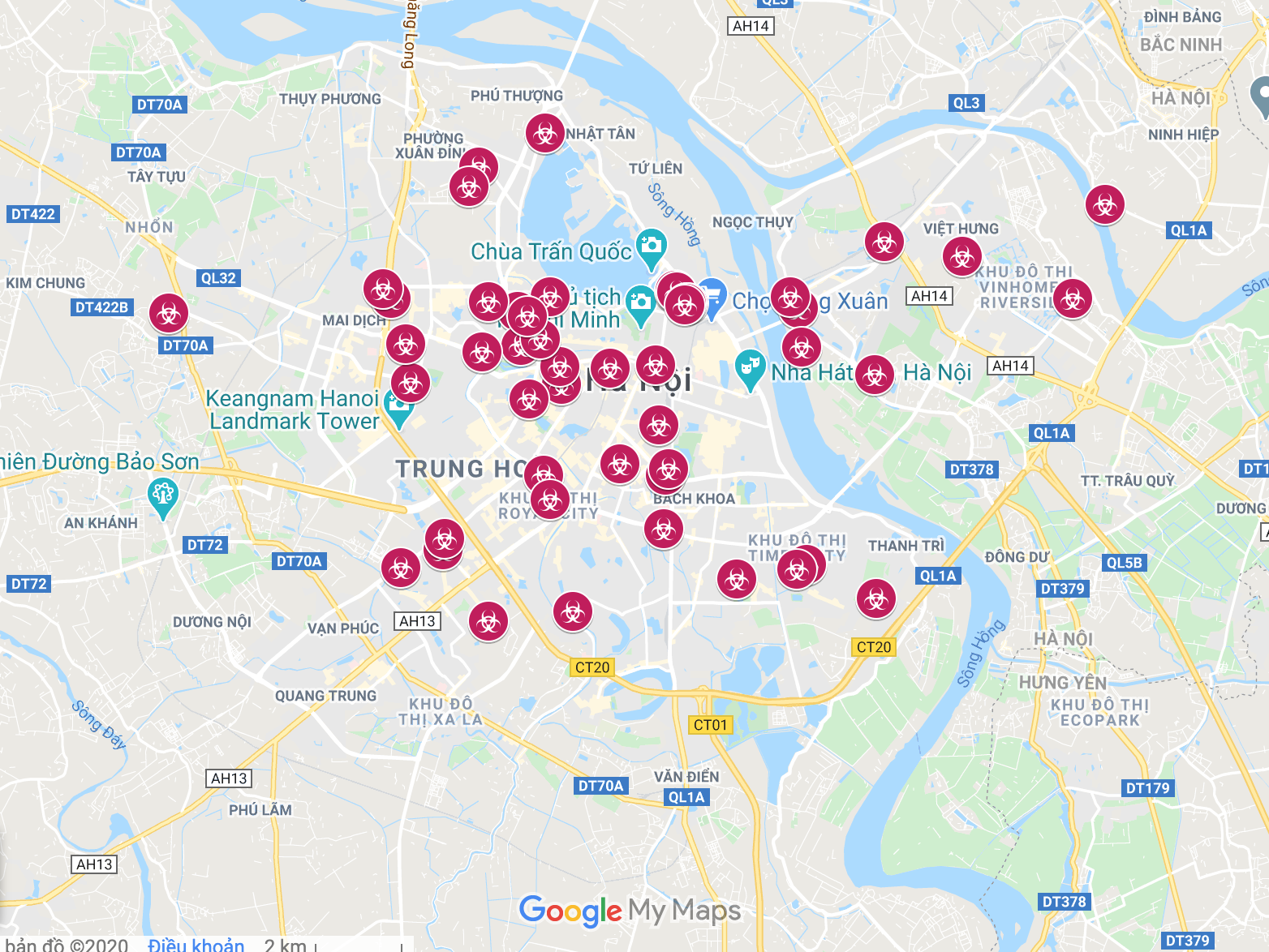 Xem bản đồ giao thông thành phố Hà Nội trên Google Maps