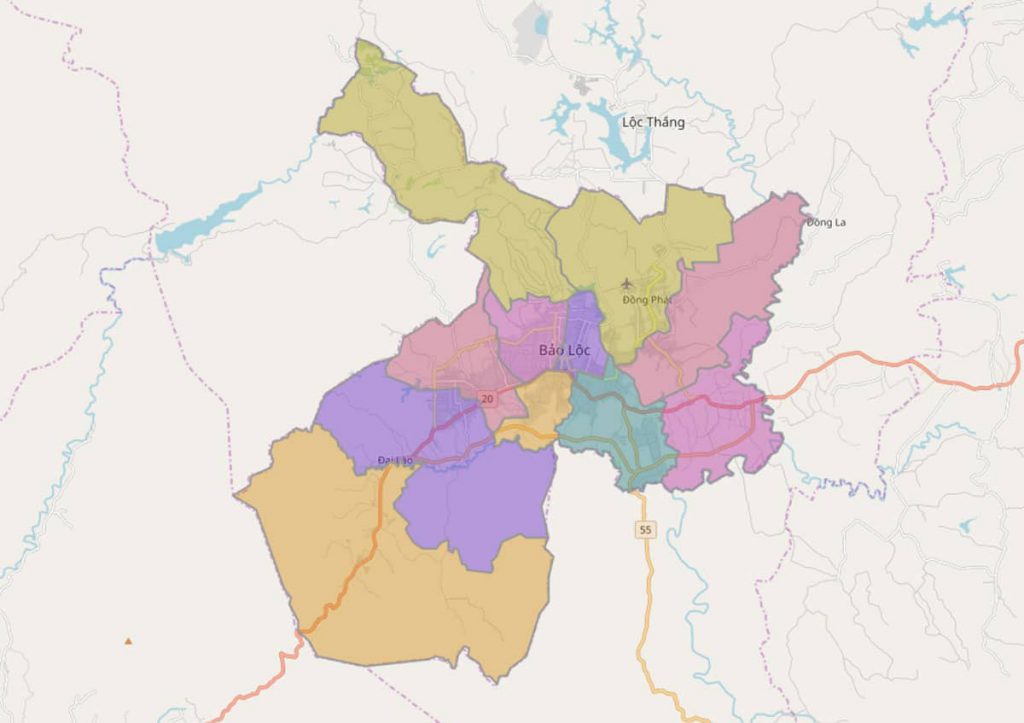 bản đồ hành chính tỉnh Lâm Đồng