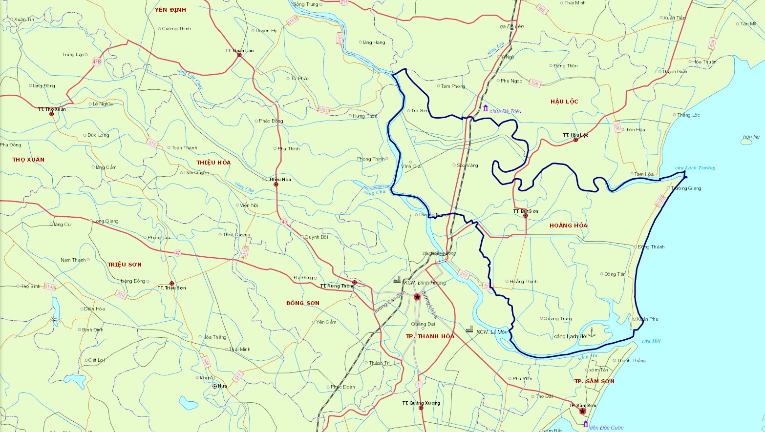 Bản đồ hành chính huyện Quảng Xương