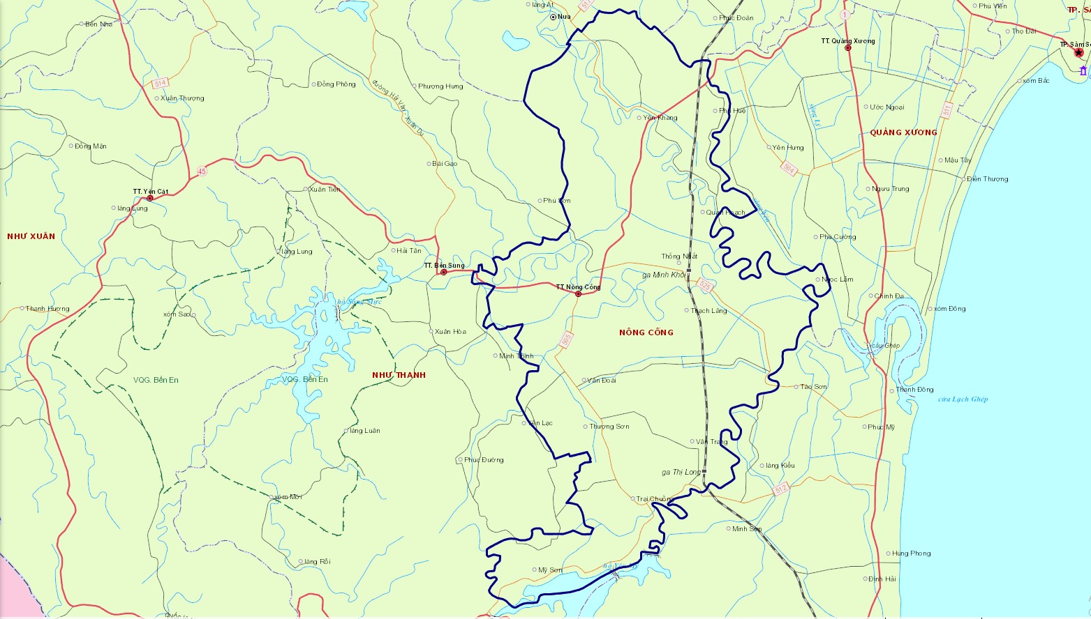 Bản đồ hành chính huyện Nông Cống