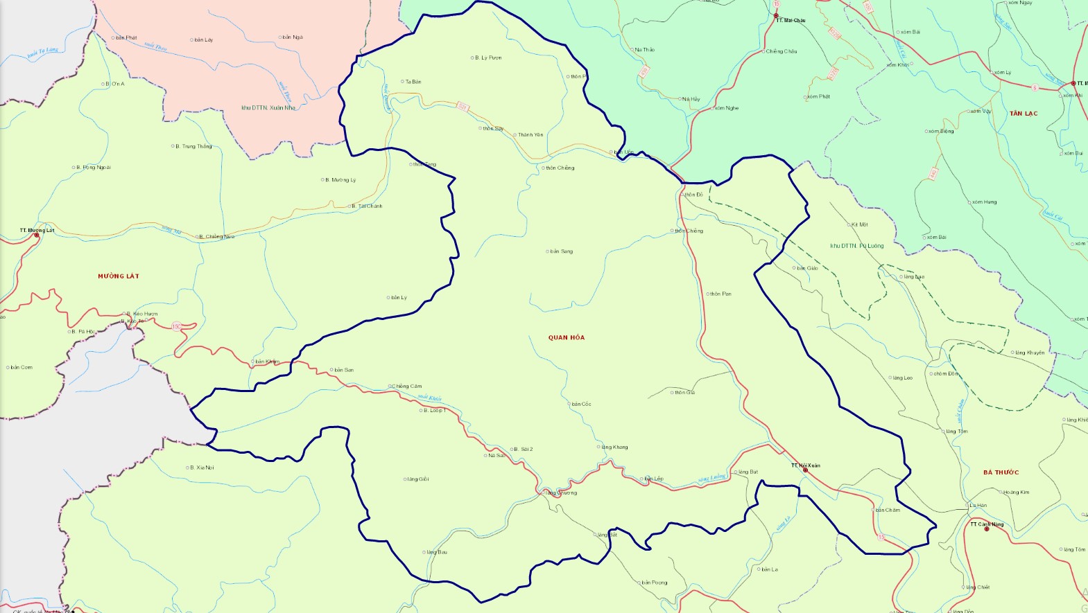 Bản đồ hành chính huyện Quan Hóa
