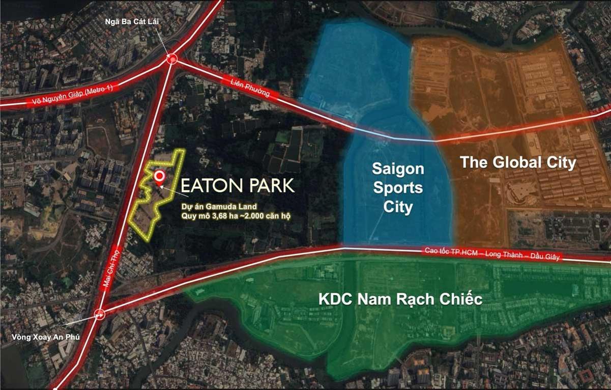 Vị trí chiến lược của dự án Eaton Park tại Quận 2